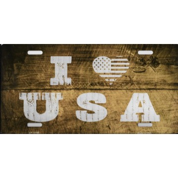 I Love USA Metal License Plate