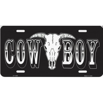 Cowboy With Skull Metal License Plate