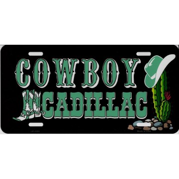 Cowboy Cadillac Metal License Plate