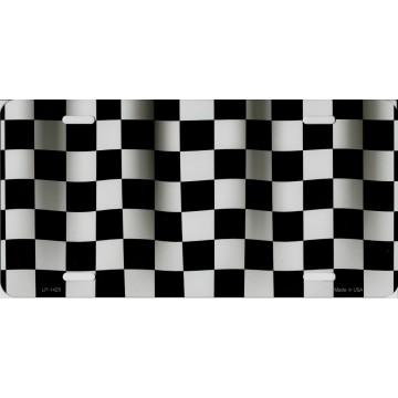 Checkered Flag Metal License Plate