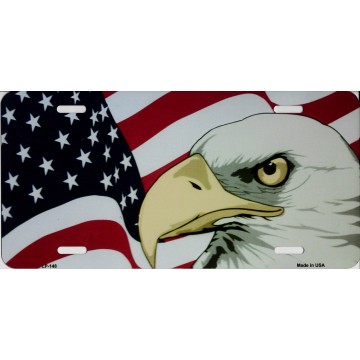 United States Flag With Bald Eagle Metal License Plate