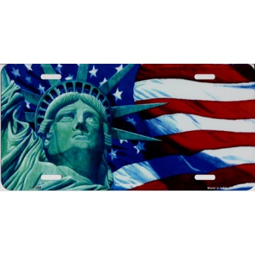 Lady Liberty Metal License Plate 