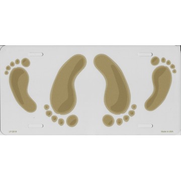 Footprints Metal License Plate