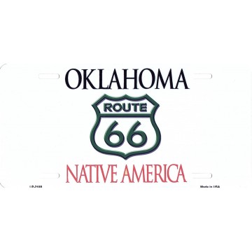 Route 66 Oklahoma Native America Metal License Plate