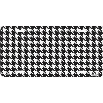 Black And White Houndstooth Metal License Plate