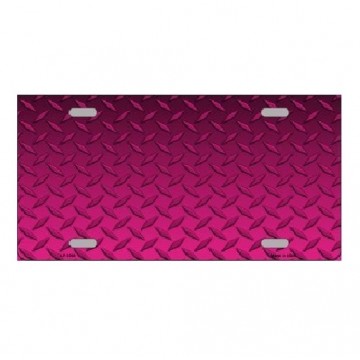 Diamond Plate Pink Background Metal License Plate
