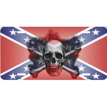 Smokey Skull Confederate Flag Rebel License Plate