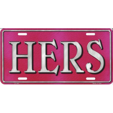 Hers Pink Metal License Plate