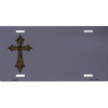 Cross Offset Customizable Metal License Plate