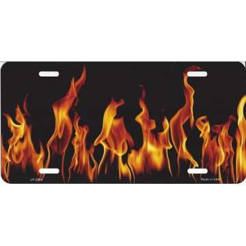 Realistic Flames Metal License Plate