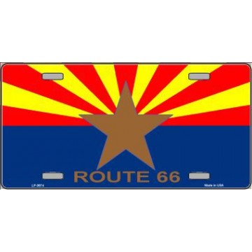 Route 66 Arizona Flag Large Star Metal License Plate