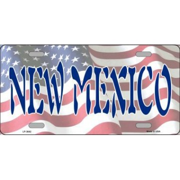 New Mexico On U.S. Flag Metal License Plate 
