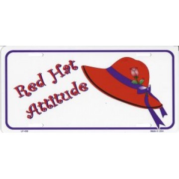 Red Hat Attitude Metal License Plate