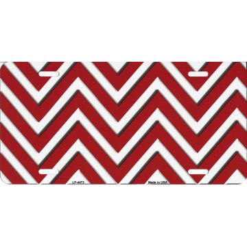 Red And White Chevron Metal License Plate
