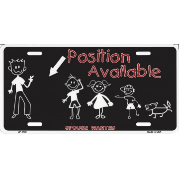 Spouse Wanted Male Metal License Plate