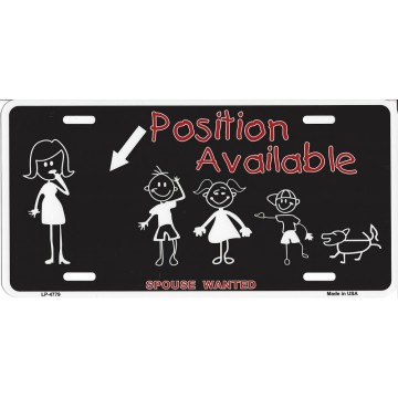 Spouse Wanted Female Metal License Plate