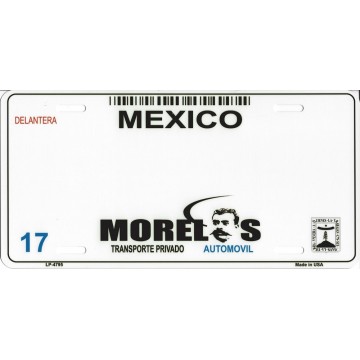 Morelos Mexico Look A Like Metal License Plate