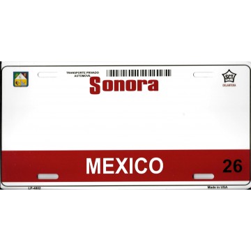Sonora Mexico Blank Background Metal License Plate
