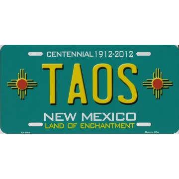 New Mexico Centennial Taos Metal License Plate
