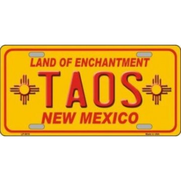 Taos Yellow New Mexico Metal License Plate