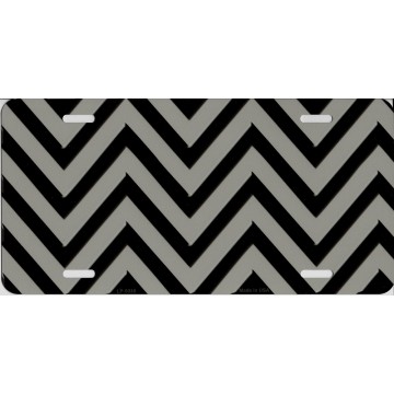 Gray And Black Chevron Metal License Plate