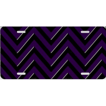 Purple And Black Chevron Metal License Plate