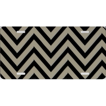 Tan And Black Chevron Metal License Plate