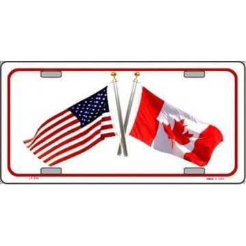 United States Canadian Flag Metal License Plate