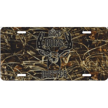 Size Does Matter Camouflage Metal License Plate