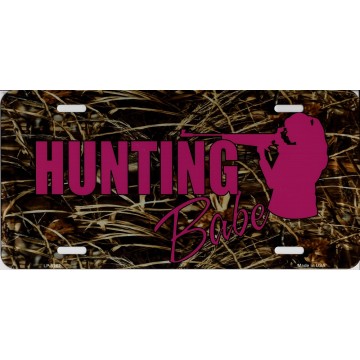 Hunting Babe Pink On Camo Metal License Plate