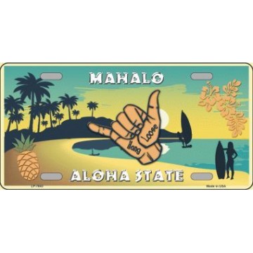 Hang Loose Hawaii Pineapple Metal License Plate