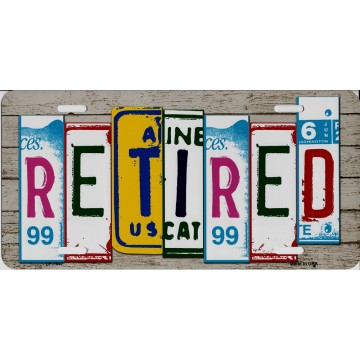 Retired Cut Style Metal License Plate