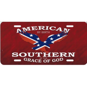 American By Birth Confederate Rebel Eagle License Plate