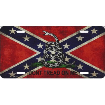 Gadsden Rebel Confederate Flag License Plate