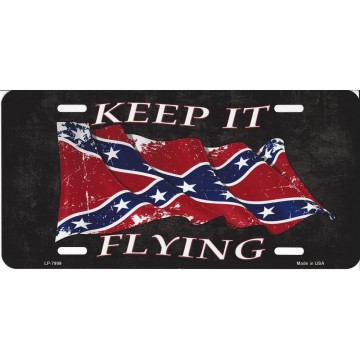 Keep It Flying Confederate Rebel Flag Metal License Plate