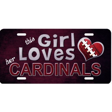 This Girl Loves Her Cardinals Metal License Plate