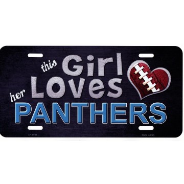 This Girl Loves Her Panthers Metal License Plate