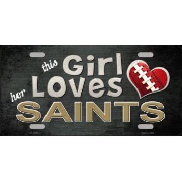 This Girl Loves Her Saints Metal License Plate