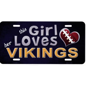 This Girl Loves Her Vikings Metal License Plate