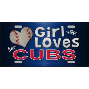 This Girl Loves Her Cubs Metal License Plate