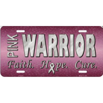 Pink Warrior Survivor Metal License Plate