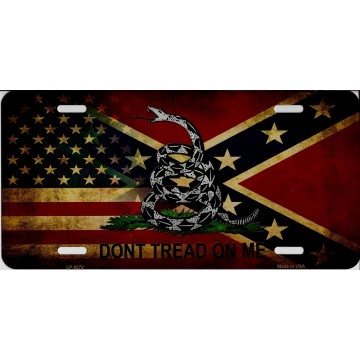 Don’t Tread On Me Confederate Flag Metal License Plate