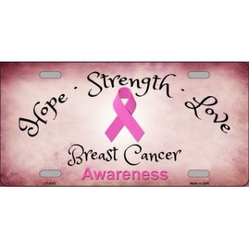 Breast Cancer Ribbon Metal License Plate