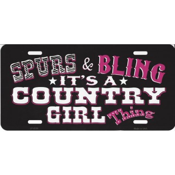Spurs And Bling It's A Country Girl Thing License Plate