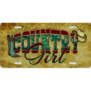 Country Girl Metal Licenese Plate
