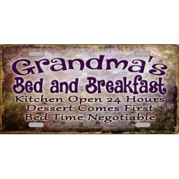 Grandma's Bed And Breakfast Metal License Plate