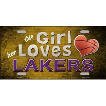 This Girl Loves Her Lakers Metal License Plate