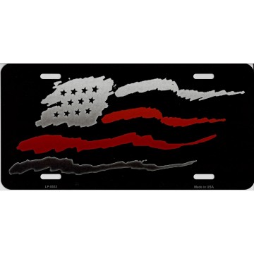 American Flag Red Stripe Metal License Plate