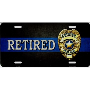 Police Officer Retired With Logo Metal License Plate