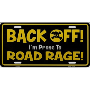 Back Off Road Rage Metal License Plate